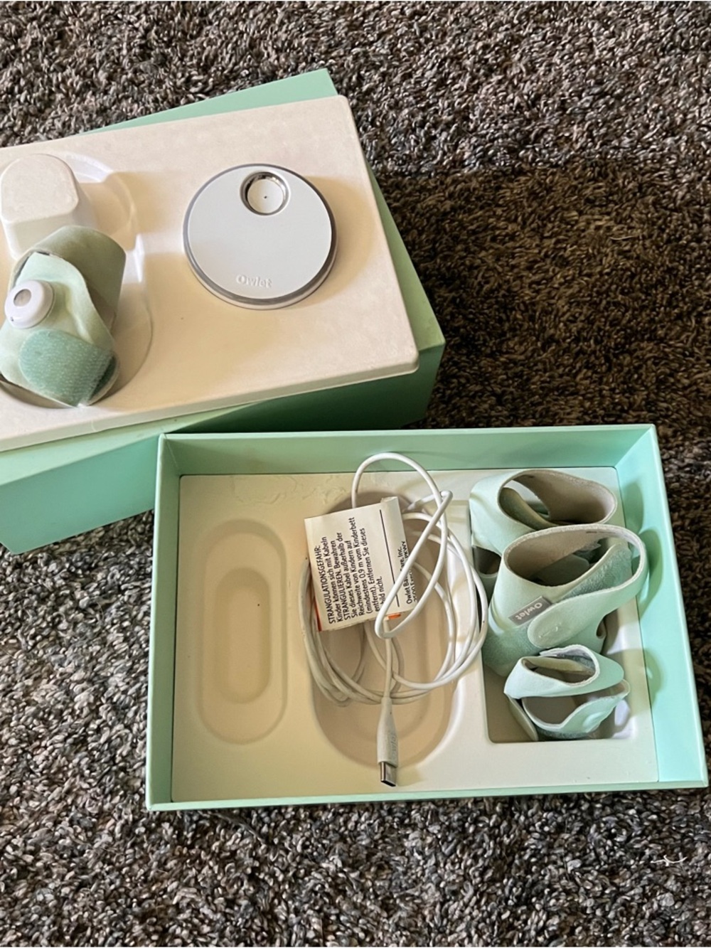 Owlet Sage Green Baby Sock Monitor with Charging Base